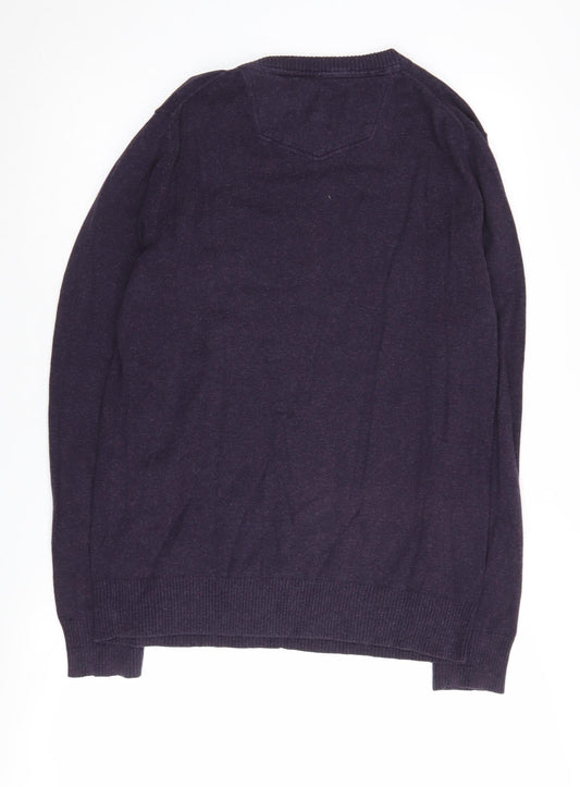 FatFace Men's Purple Cotton Cashmere Pullover Jumper M