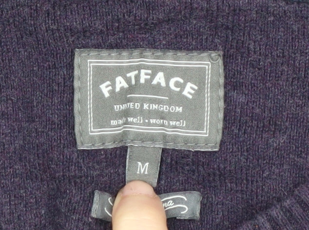 FatFace Men's Purple Cotton Cashmere Pullover Jumper M