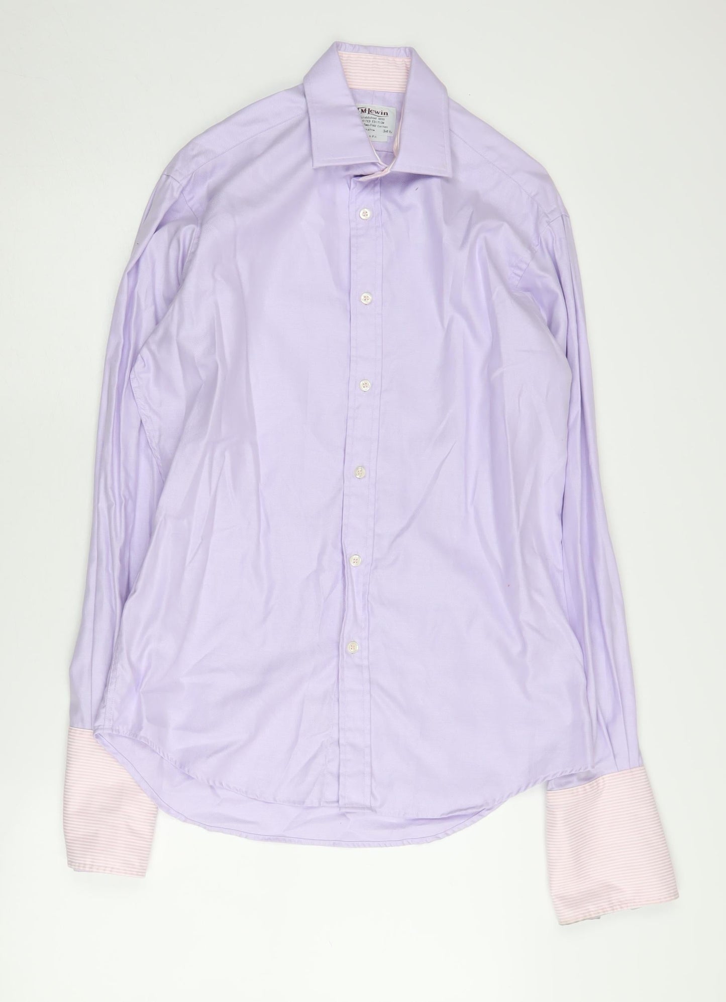 T.M. Lewin Men's Slim Fit Purple Dress Shirt 15.5