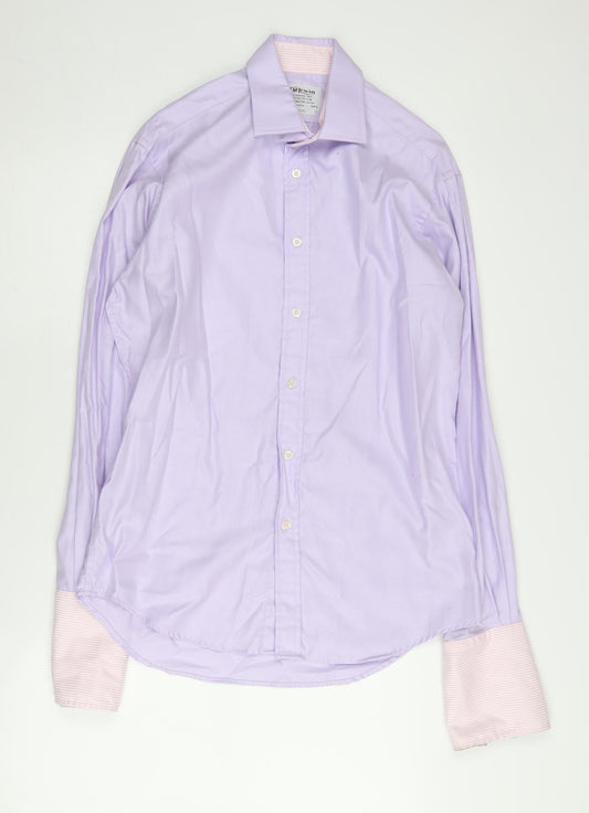T.M. Lewin Men's Slim Fit Purple Dress Shirt 15.5