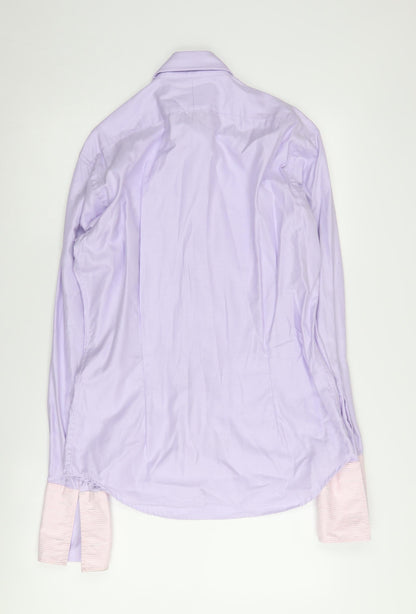 T.M. Lewin Men's Slim Fit Purple Dress Shirt 15.5