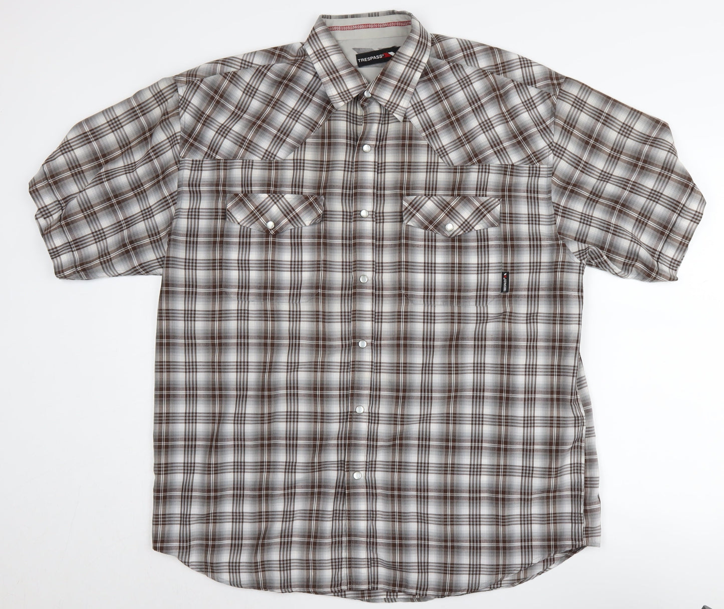 Trespass Men's Brown Check Regular Fit Button-Up Shirt