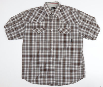 Trespass Men's Brown Check Regular Fit Button-Up Shirt
