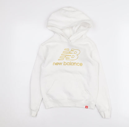 New Balance Girls White Hoodie Size 5-6 Years Pullover