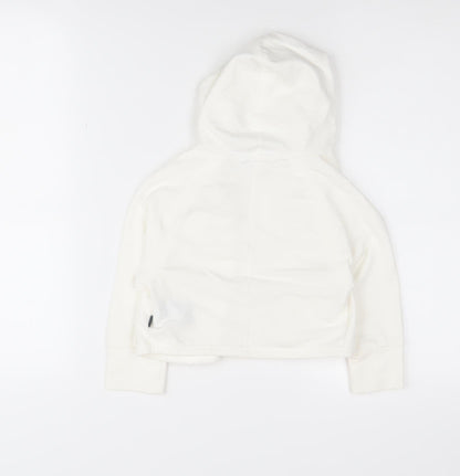 DKNY Girls White Hooded Cardigan, Size 4 Years, Cotton Blend