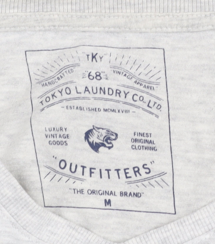Tokyo Laundry Men's Grey V-Neck T-Shirt, M