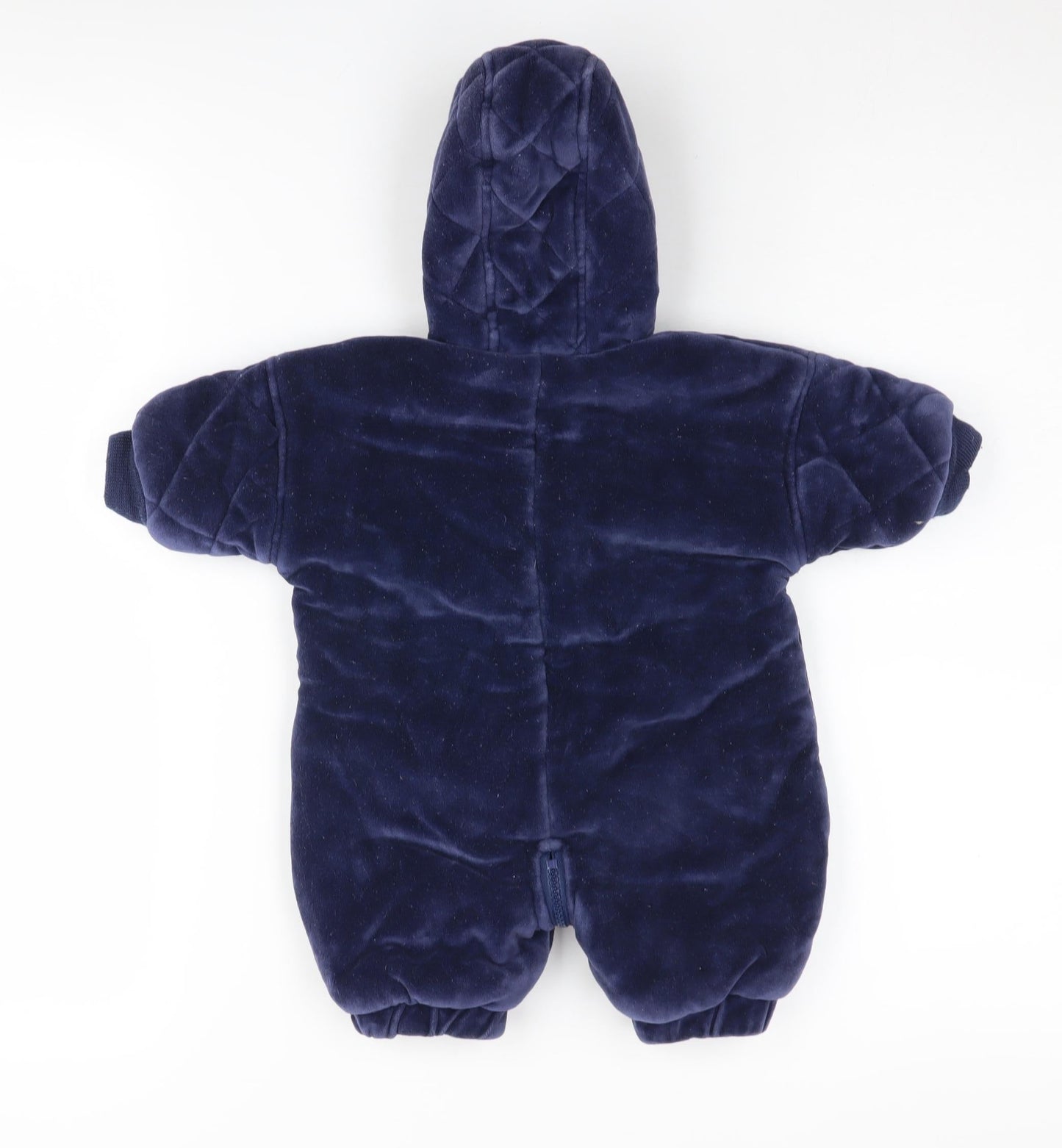 Ladybird Newborn Blue Velour Hooded Babygrow, Unisex