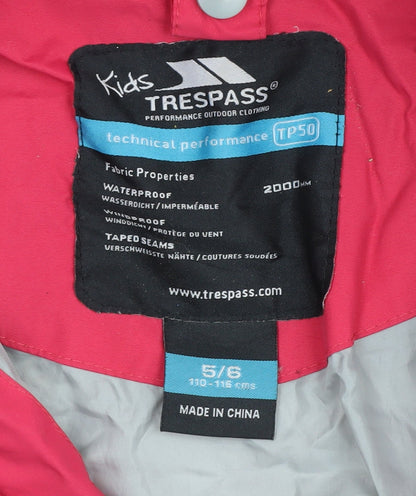 Trespass Pink Girls Parka Jacket 5-6 Years