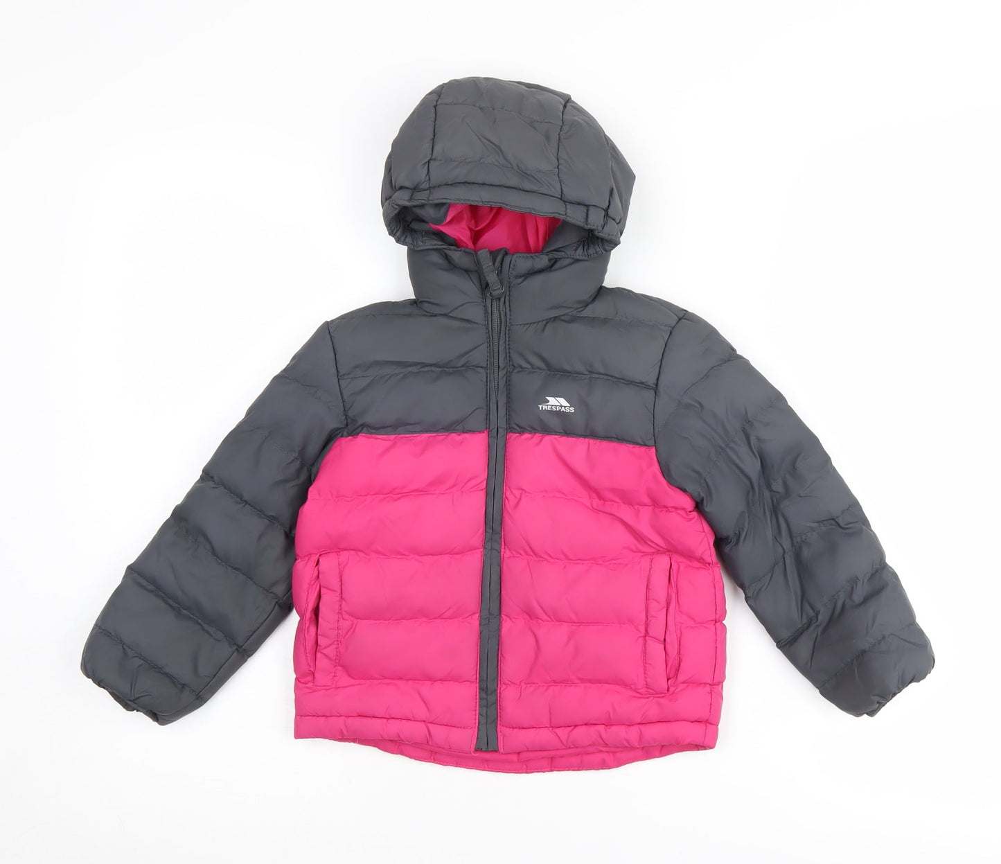 Trespass Unisex Kids Pink & Grey Puffer Jacket 2-3 Years