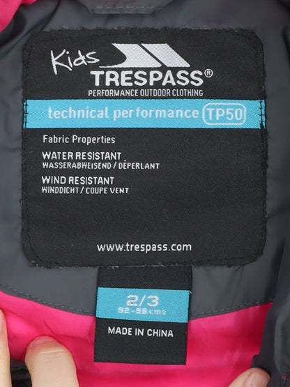 Trespass Unisex Kids Pink & Grey Puffer Jacket 2-3 Years
