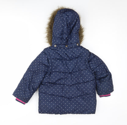 John Lewis Girls Blue Spotted Puffer Jacket 5 Years