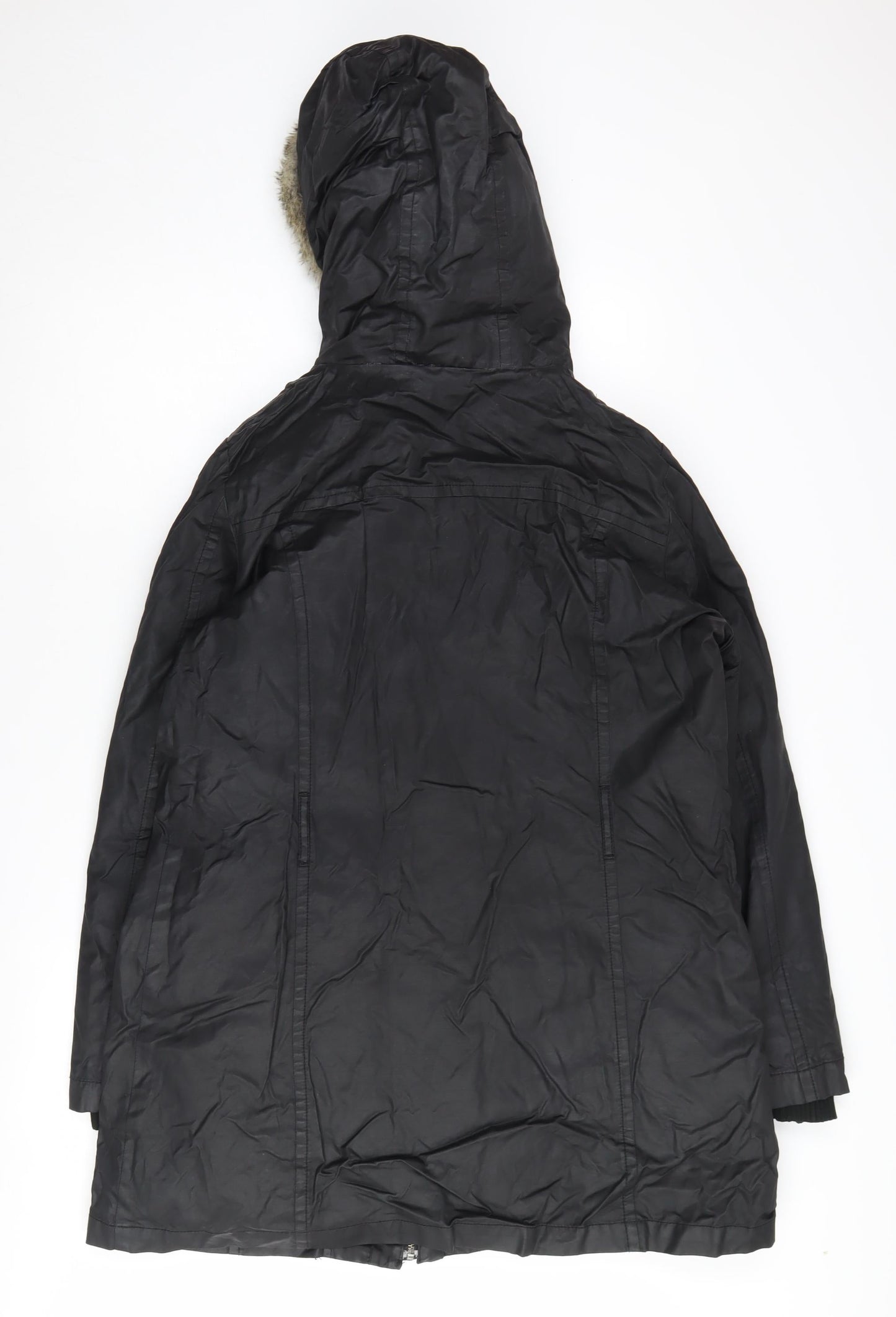 Womens UK Size L Mango Black Parka Coat