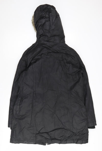 Womens UK Size L Mango Black Parka Coat