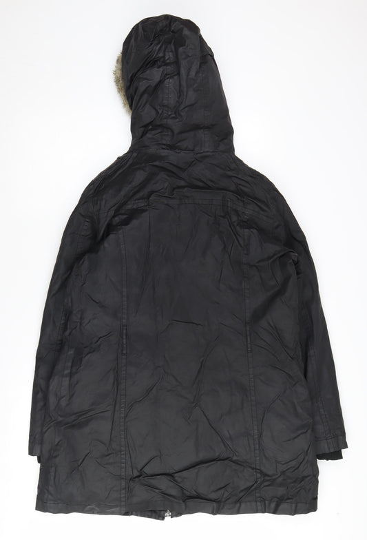 Womens UK Size L Mango Black Parka Coat