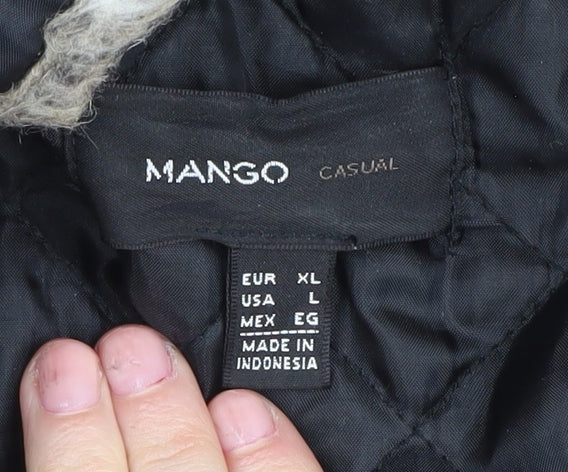 Womens UK Size L Mango Black Parka Coat