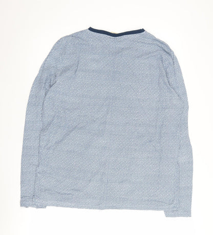 Lee Cooper Men's Blue XL V-Neck Geometric T-Shirt