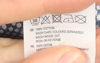 Lee Cooper Men's Blue XL V-Neck Geometric T-Shirt