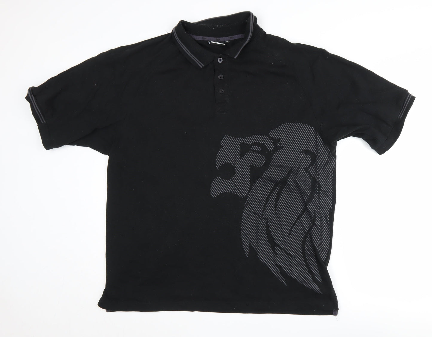 Lonsdale Men's Black Graphic Polo 2XL Short Sleeve