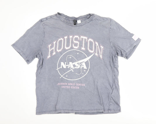 Womens UK Size S H&M Grey Basic T-Shirt