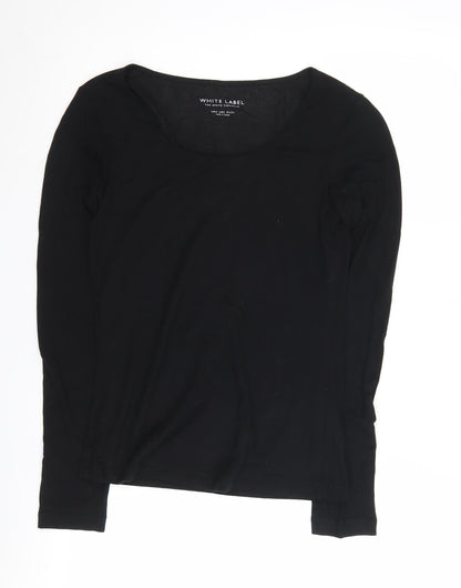 Womens UK Size 6 White Label Black  T-Shirt