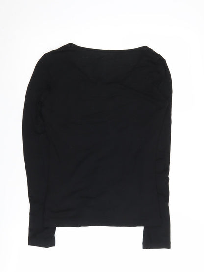 Womens UK Size 6 White Label Black  T-Shirt