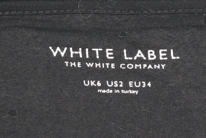 Womens UK Size 6 White Label Black  T-Shirt