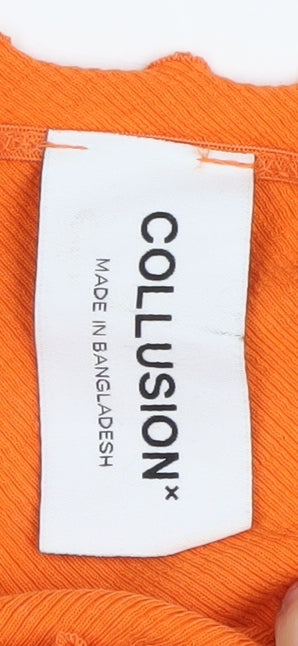 Womens UK Size 4 COLLUSION Orange Cropped T-Shirt