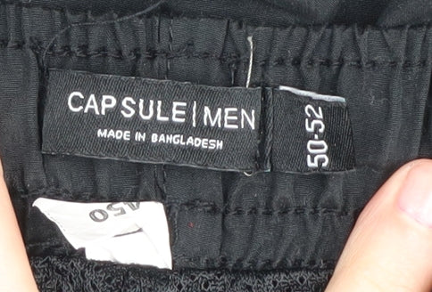 Capsule Men's Black Jogger Trousers - Elastic Waist, Size 50-52