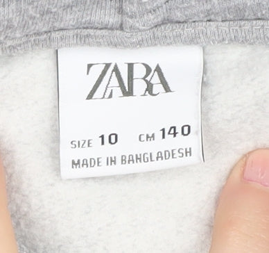 Zara Women's Grey Pullover Hoodie Size 10