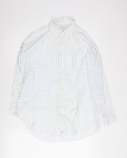 Apricot Women's White Striped Button-Up Shirt UK 8