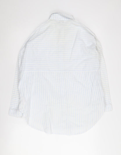 Apricot Women's White Striped Button-Up Shirt UK 8