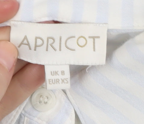 Apricot Women's White Striped Button-Up Shirt UK 8