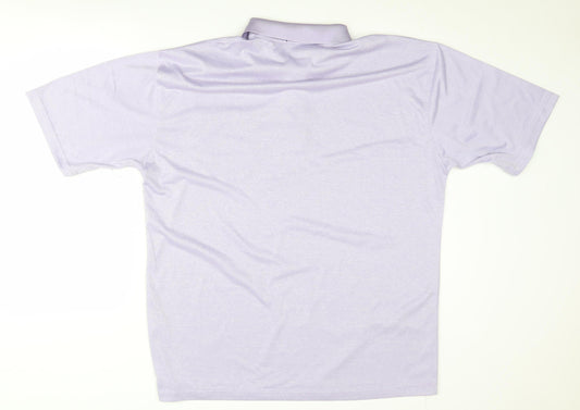 Gold Men Purple 2XL Striped Polo Shirt - Casual Wear