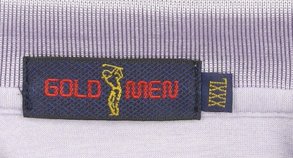 Gold Men Purple 2XL Striped Polo Shirt - Casual Wear