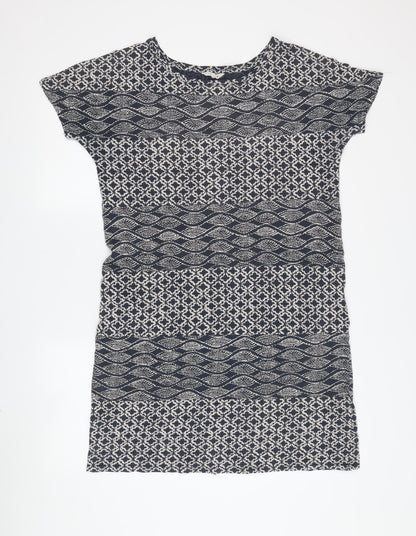 White Stuff Women's Blue Geometric Shift Dress, Size 12