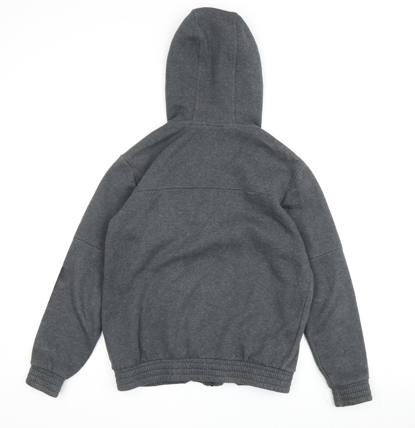 Adidas Boys Grey Full Zip Hoodie, 11-12 Years, Hooded, Excellent