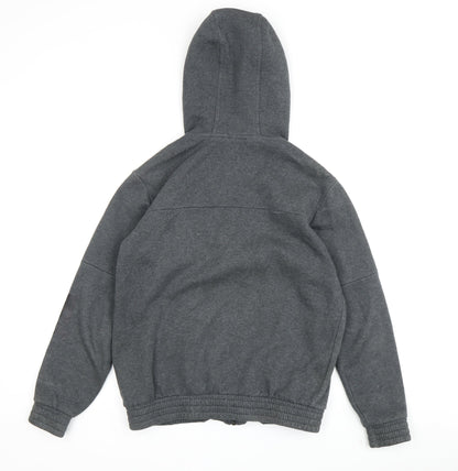 Adidas Boys Grey Full Zip Hoodie, 11-12 Years, Hooded, Excellent