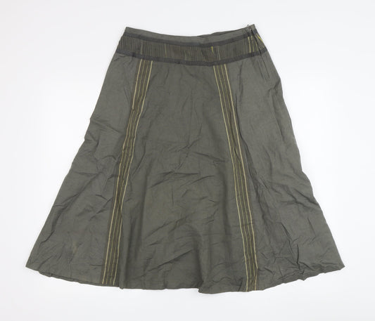 Fat Face Women's Grey A-Line Midi Skirt Size 8