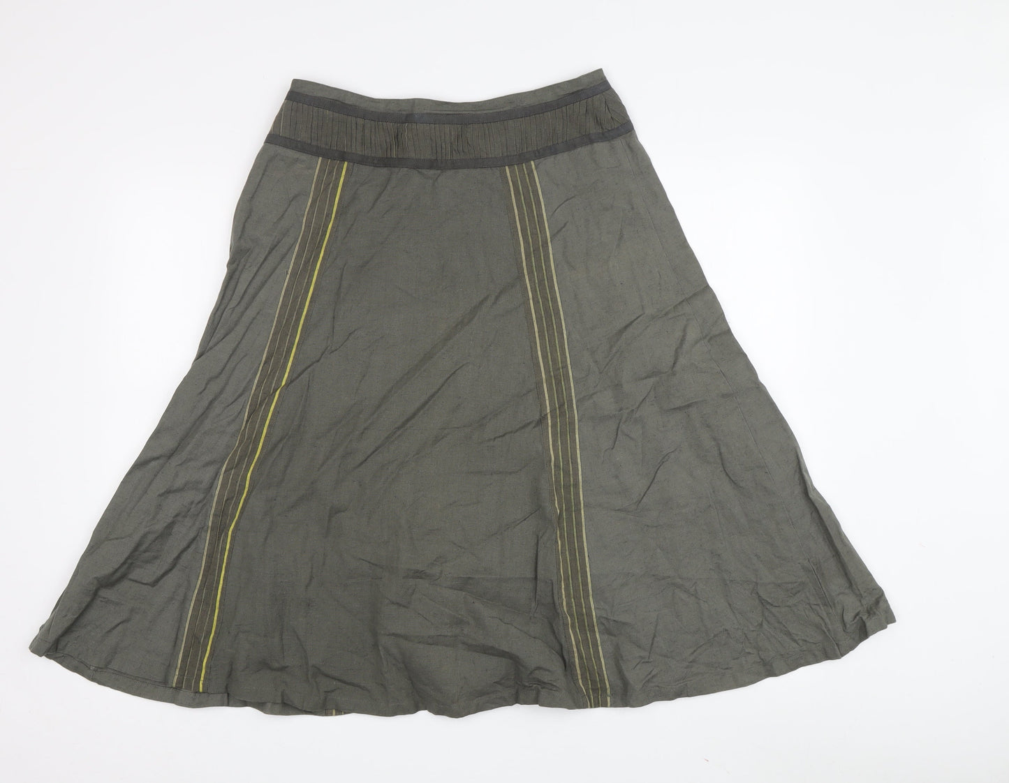 Fat Face Women's Grey A-Line Midi Skirt Size 8