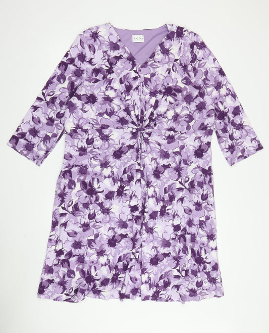 Eastex Women's Purple Floral Fit & Flare Dress Size 20