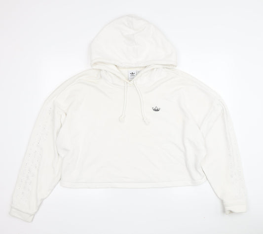 Adidas Women's White Hoodie Size 14 Pullover Casual
