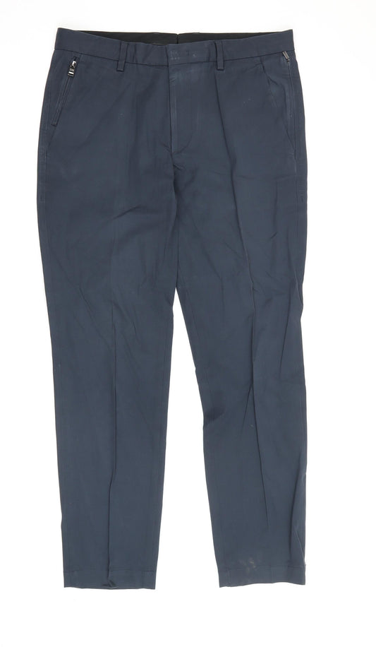 Additional front view of Hugo Boss unisex blue chino trousers 30r