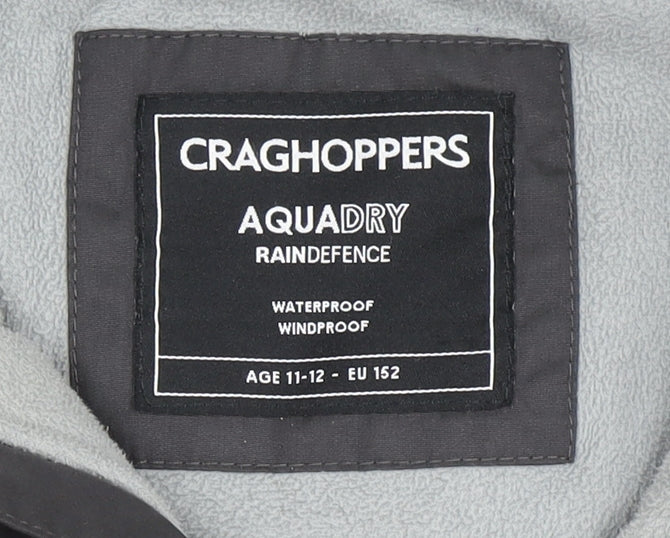 Craghoppers Boys Black Red Waterproof Parka, 11-12 Years