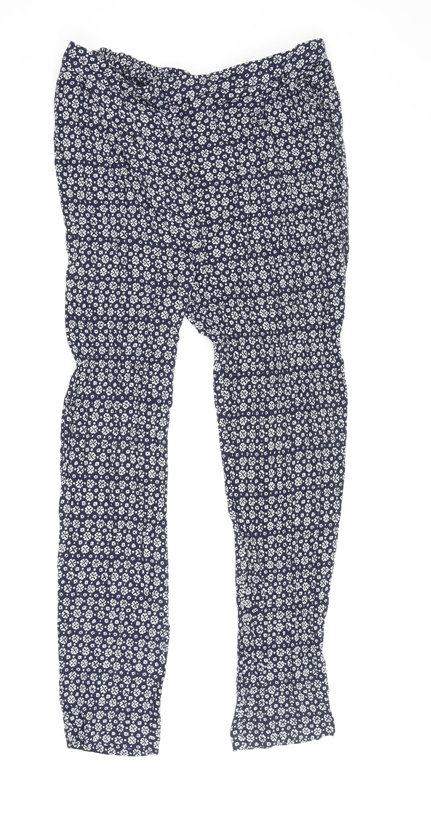 Laura Ashley Women's Blue Floral Trousers Size 16