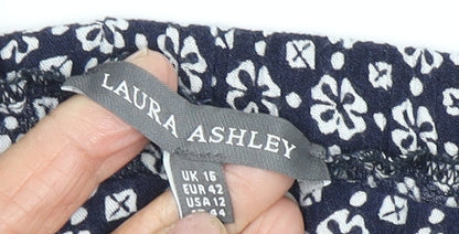 Laura Ashley Women's Blue Floral Trousers Size 16