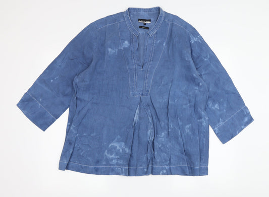 Austin Reed Women's Blue Linen Tunic Blouse, Size 14