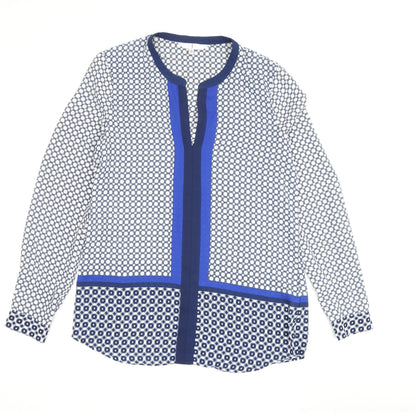 Jasper Conran Women's Blue Tunic Blouse Size 8, Geometric