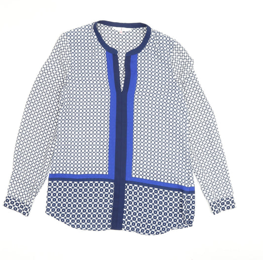Jasper Conran Women's Blue Tunic Blouse Size 8, Geometric