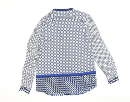 Jasper Conran Women's Blue Tunic Blouse Size 8, Geometric