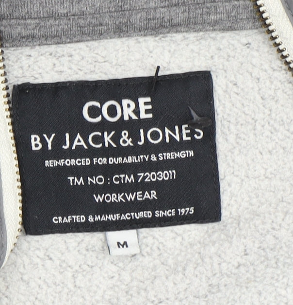 Mens UK Size M JACK & JONES Grey Full Zip Hoodie